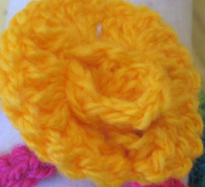 large image of art item: accessory – bracelet crochet flower yellow pink