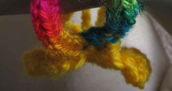 large image of art item: accessory – bracelet crochet flower yellow pink