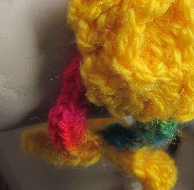 large image of art item: accessory – bracelet crochet flower yellow pink