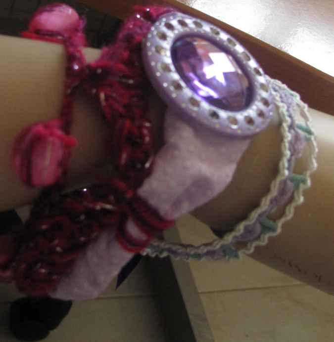 large image of art item: accessory – bracelet pink purple ribbon gem purple