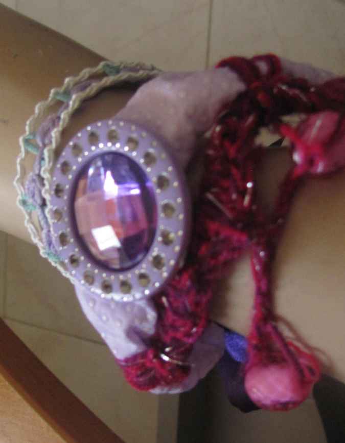 large image of art item: accessory – bracelet pink purple ribbon gem purple