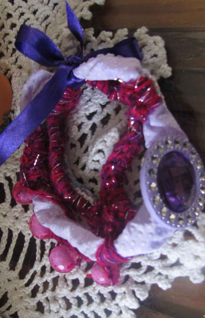 large image of art item: accessory – bracelet pink purple ribbon gem purple
