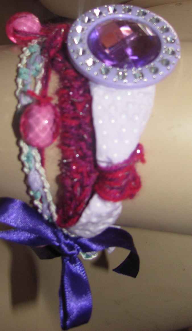 large image of art item: accessory – bracelet pink purple ribbon gem purple