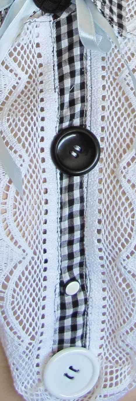 large image of art item: accessory – collar white black with button black
