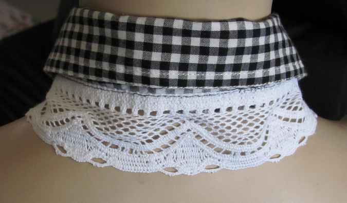 large image of art item: accessory – collar white black with button black