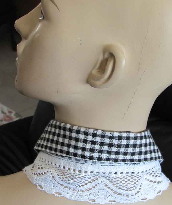 large image of art item: accessory – collar white black with button black