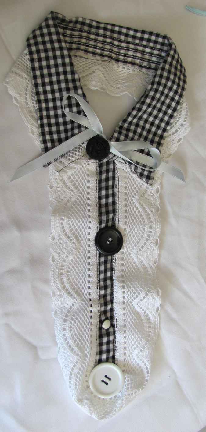 large image of art item: accessory – collar white black with button black
