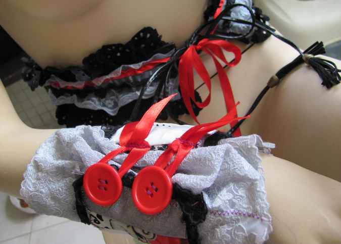large image of art item: accessory – combo belt bracelet black white red