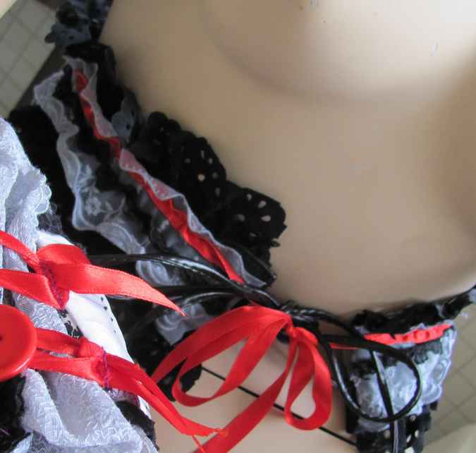 large image of art item: accessory – combo belt bracelet black white red