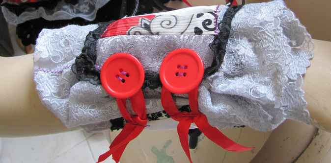 large image of art item: accessory – combo belt bracelet black white red