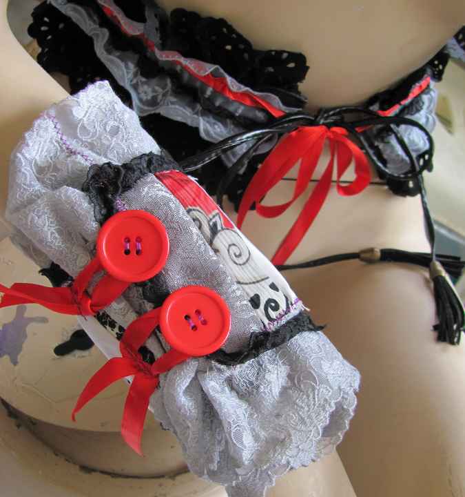 large image of art item: accessory – combo belt bracelet black white red