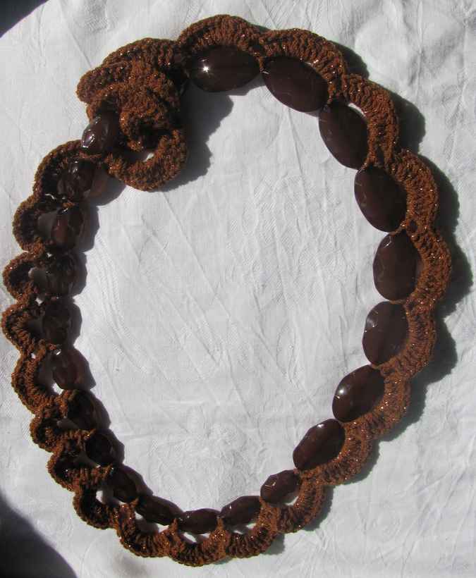 large image of art item: accessory – crochet brown beads black