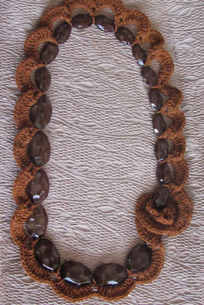 large image of art item: accessory – crochet brown beads black