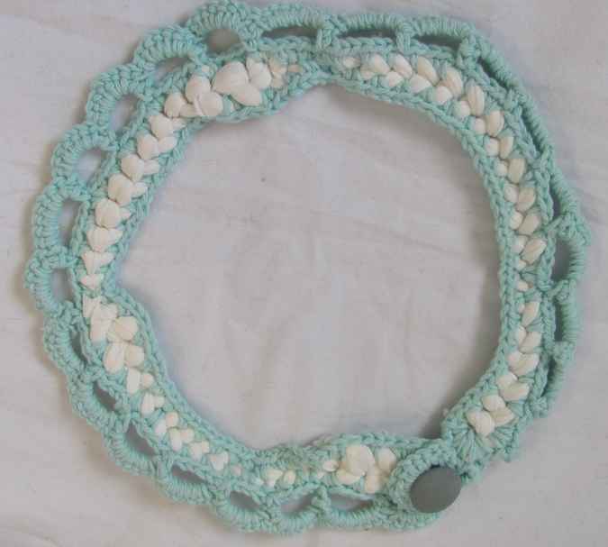 large image of art item: accessory – crochet cyan white button cyan