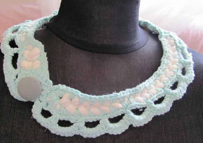 large image of art item: accessory – crochet cyan white button cyan
