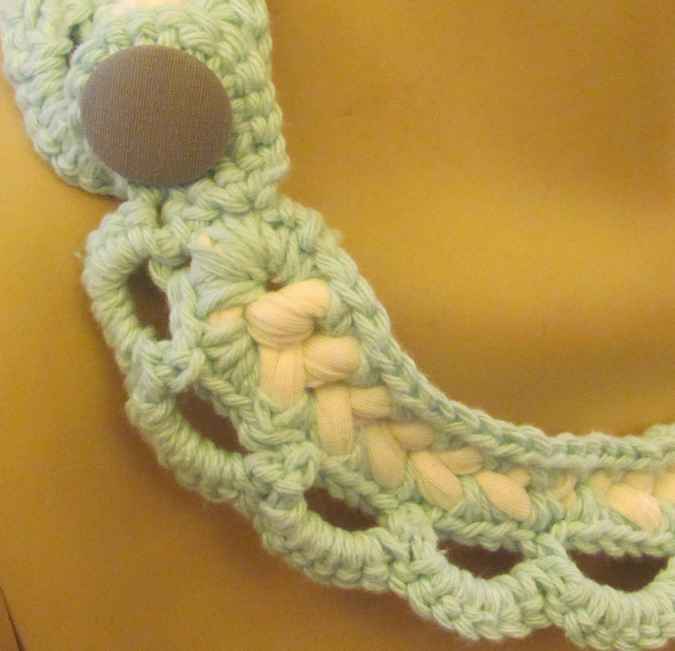 large image of art item: accessory – crochet cyan white button cyan