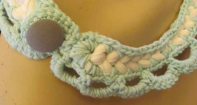 large image of art item: accessory – crochet cyan white button cyan