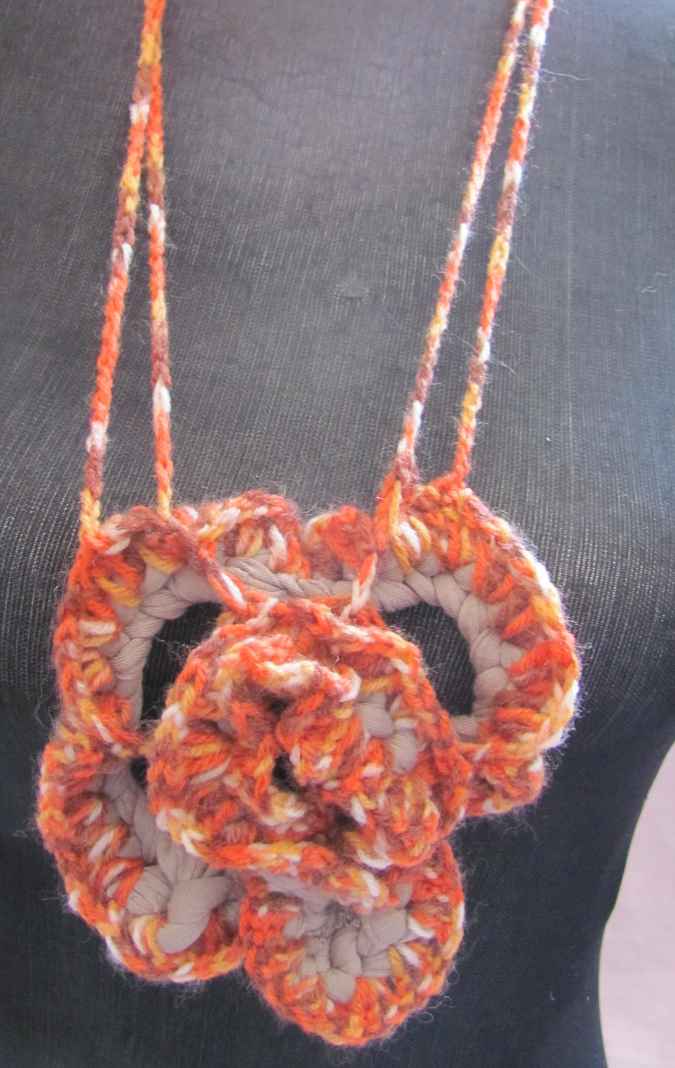 large image of art item: accessory – crochet flower orange