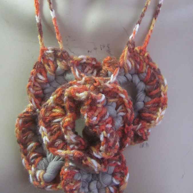 large image of art item: accessory – crochet flower orange