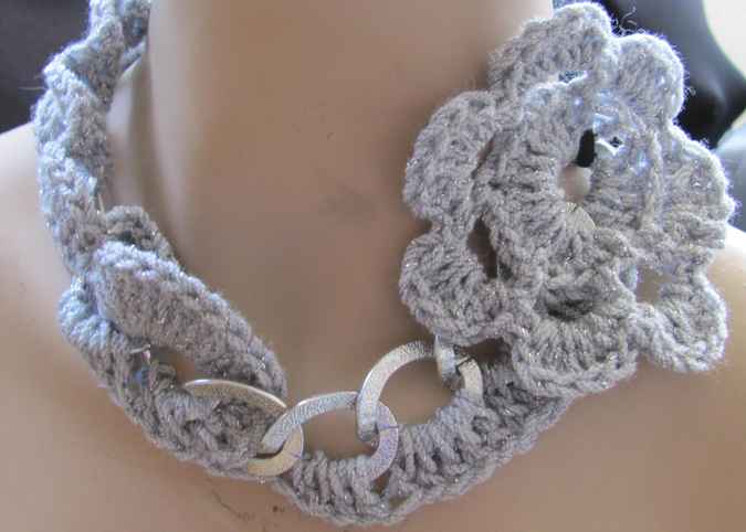 large image of art item: accessory – crochet neck flower violet