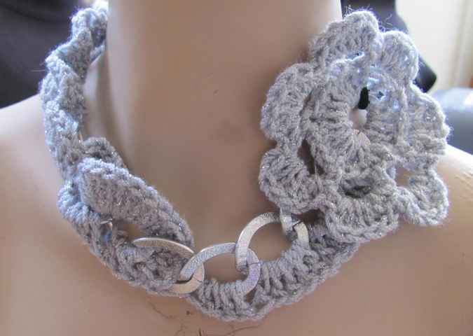 large image of art item: accessory – crochet neck flower violet