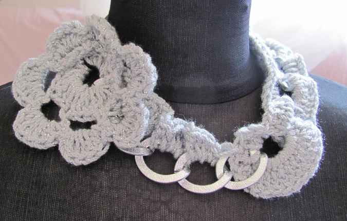 large image of art item: accessory – crochet neck flower violet