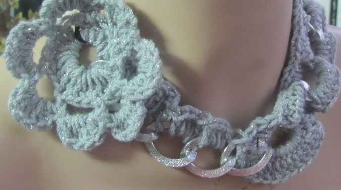 large image of art item: accessory – crochet neck flower violet