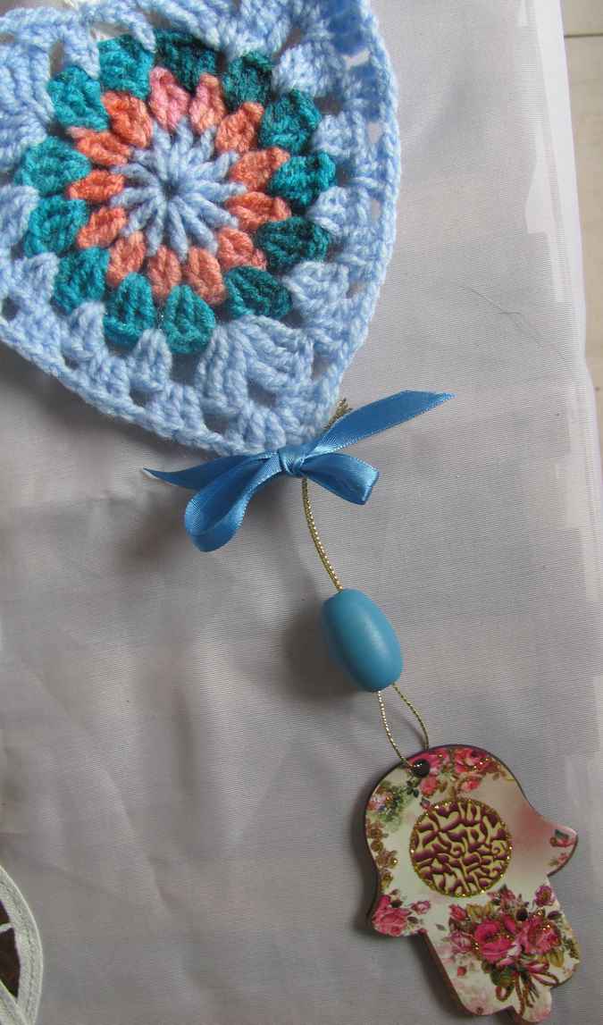 large image of art item: accessory – heart blue hamsa