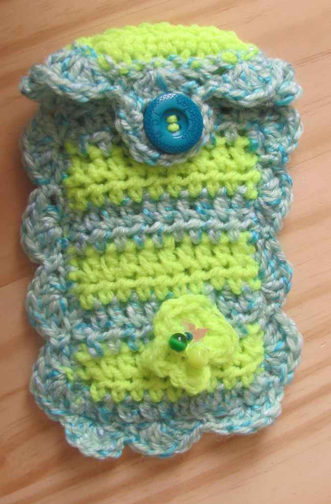 large image of art item: accessory – cell phone pocket cyan green