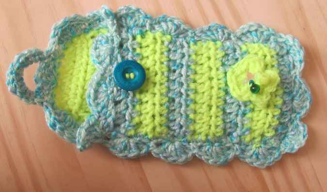 large image of art item: accessory – cell phone pocket cyan green
