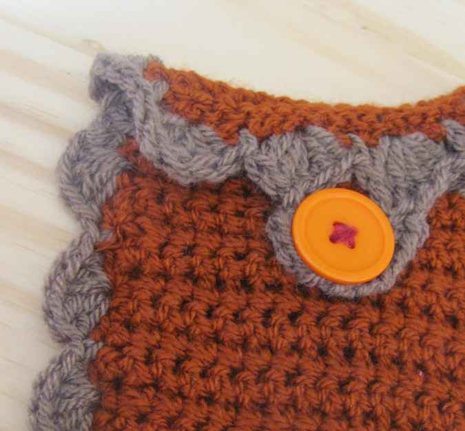 large image of art item: accessory – cell phone pocket brown gray button orange