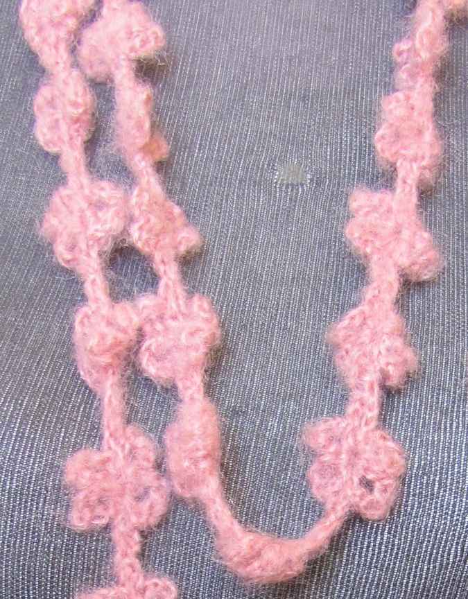 large image of art item: accessory – necklace crochet pink cubes wooden