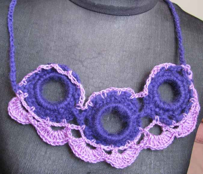 large image of art item: accessory – necklace crochet purple pink
