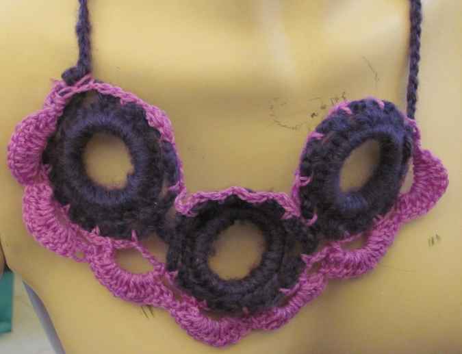 large image of art item: accessory – necklace crochet purple pink