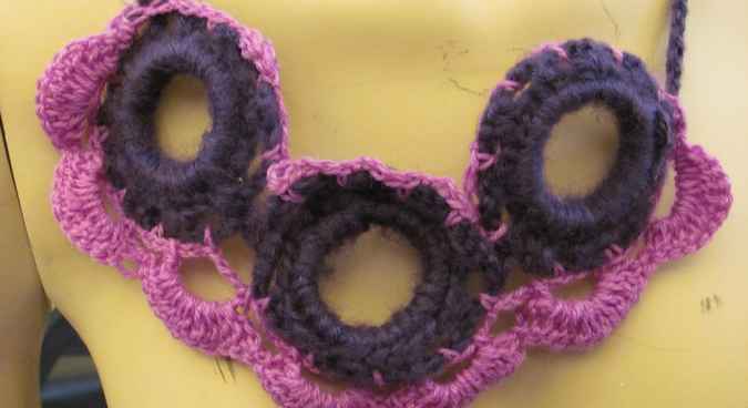 large image of art item: accessory – necklace crochet purple pink