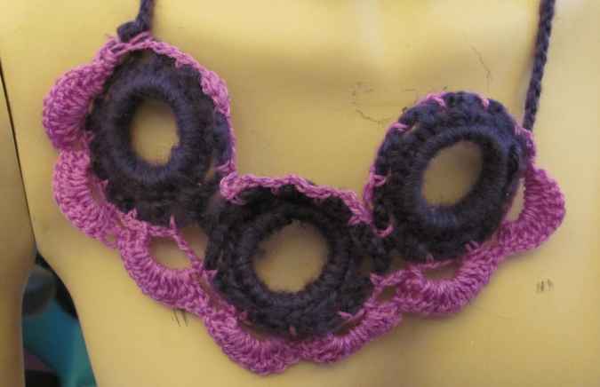 large image of art item: accessory – necklace crochet purple pink