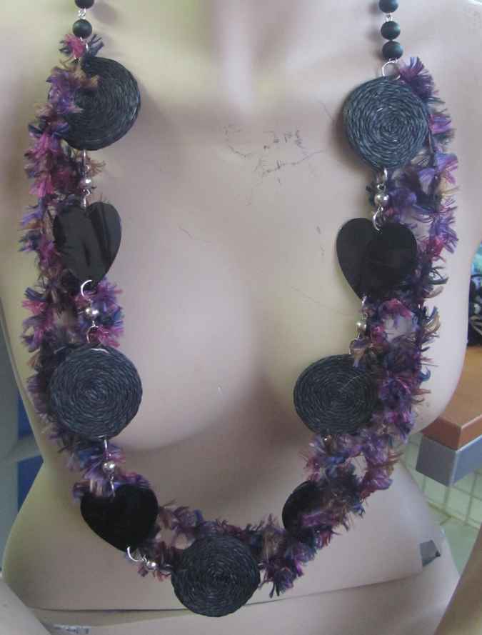 large image of art item: accessory – necklace colorful discs black