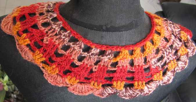 large image of art item: accessory – necklace red orange button orange