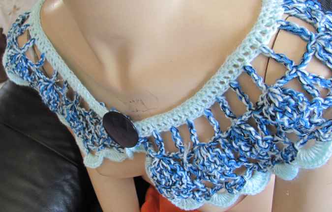 large image of art item: accessory – necklace shades of blue button black