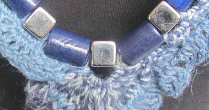 large image of art item: accessory – necklace shades of blue beads metallic