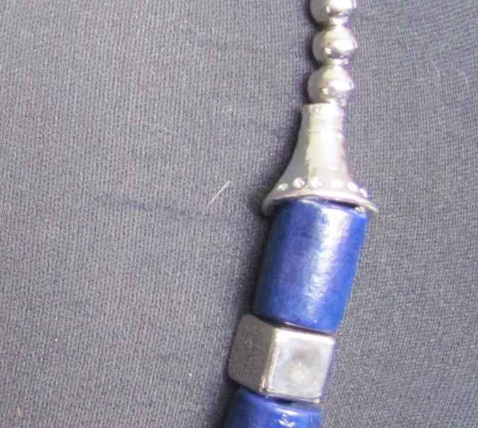 large image of art item: accessory – necklace shades of blue beads metallic