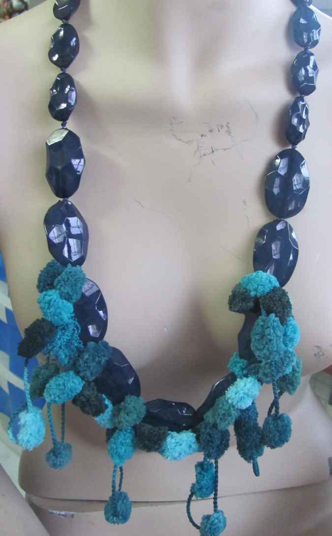 large image of art item: accessory – ponpons cyan crystals black