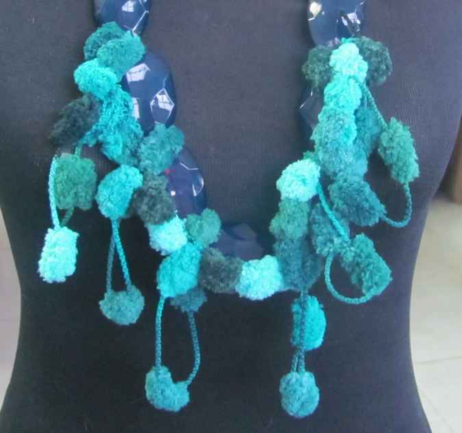 large image of art item: accessory – ponpons cyan crystals black