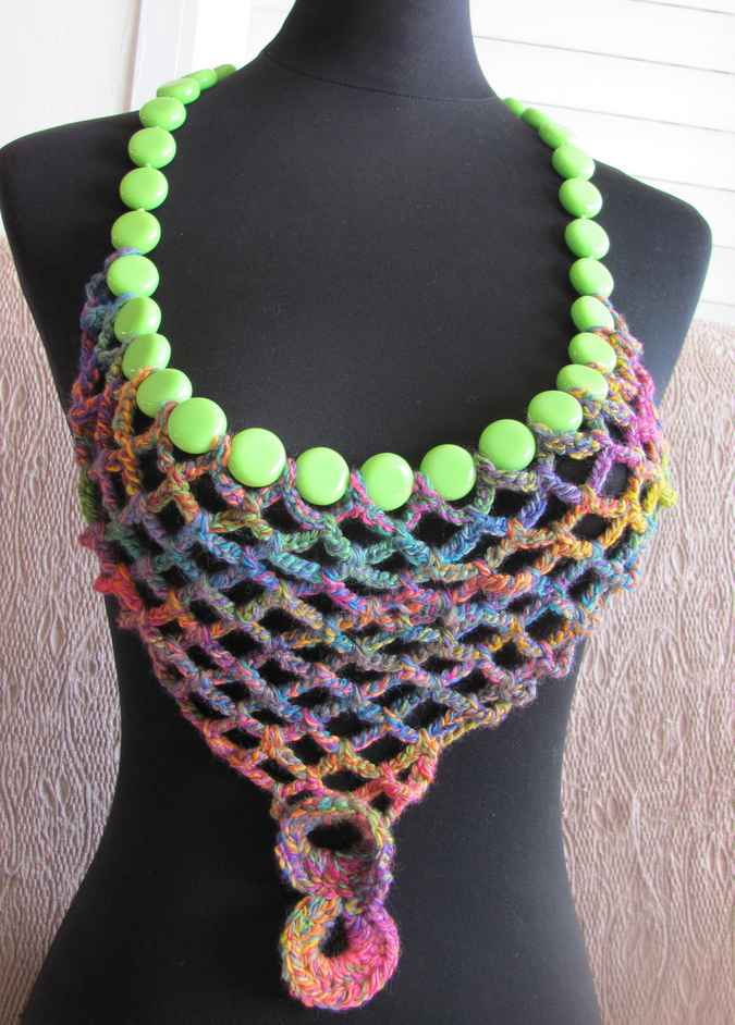 large image of art item: accessory – chestpiece necklace beads green colorful