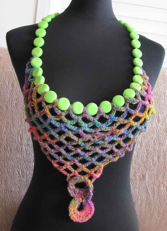 large image of art item: accessory – chestpiece necklace beads green colorful