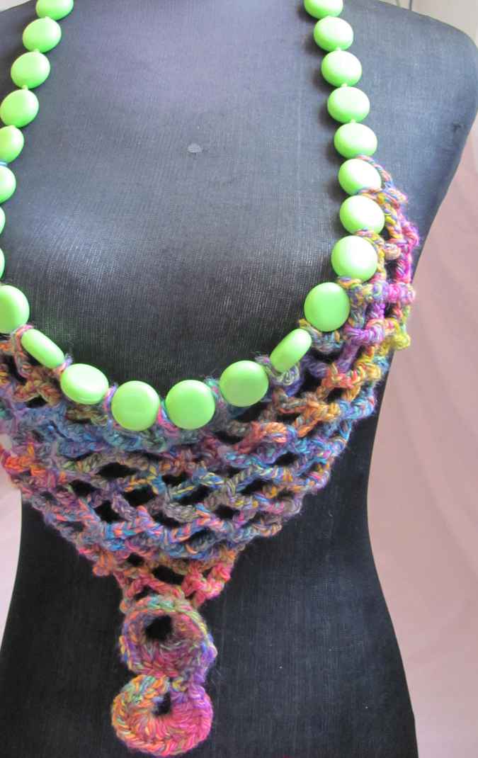large image of art item: accessory – chestpiece necklace beads green colorful