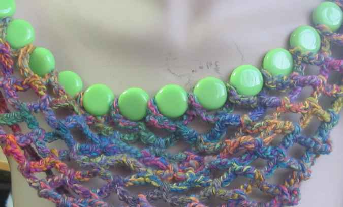 large image of art item: accessory – chestpiece necklace beads green colorful