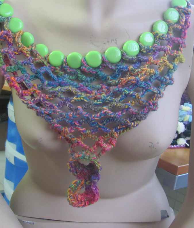 large image of art item: accessory – chestpiece necklace beads green colorful