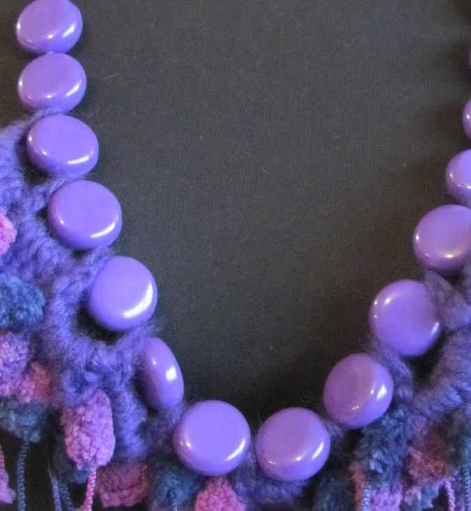 large image of art item: accessory – chestpiece necklace crochet beads purple