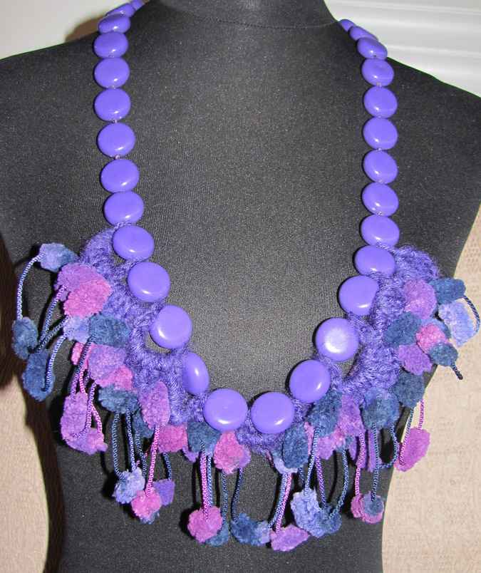 large image of art item: accessory – chestpiece necklace crochet beads purple